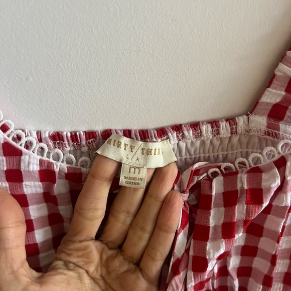 Red and white gingham midi dress - Picture 3 of 4